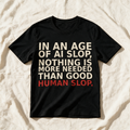 Human Slop Tee graphic t-shirt in Black, unisex fit | No Reason Tees