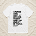 Kindness Is Rad graphic t-shirt in White, unisex fit | No Reason Tees