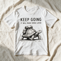 Keep Going graphic t-shirt in White, unisex fit | No Reason Tees
